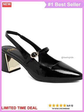 Jones New York Pointed Toe Mary Jane Mid Block Heel Slingback Pumps